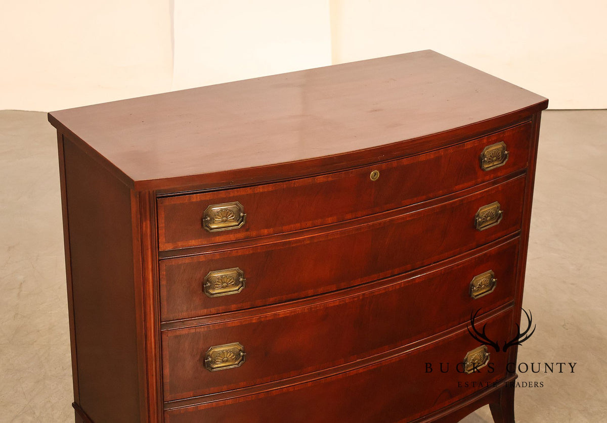 Drexel Pair Of Banded Mahogany Bow Front Bachelor Chests
