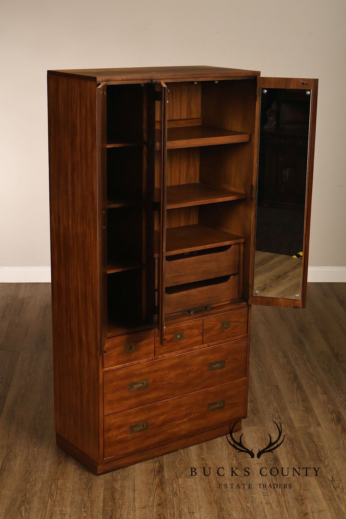 Vintage Campaign Style Wardrobe Armoire Cabinet