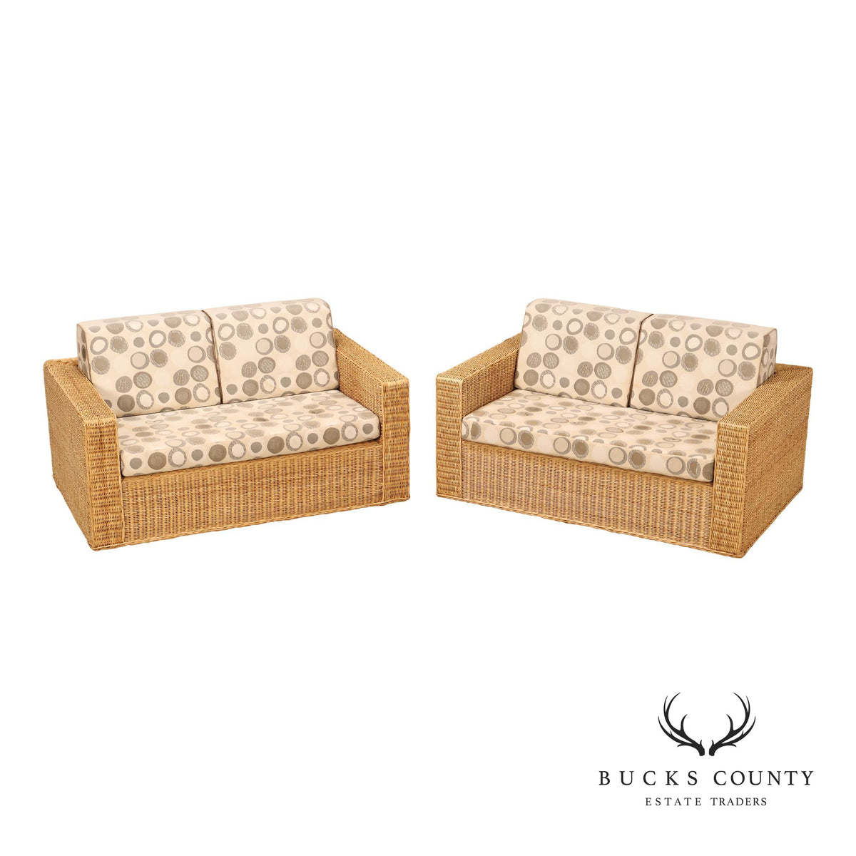 Gunther Lamber Pair of Wicker Loveseats