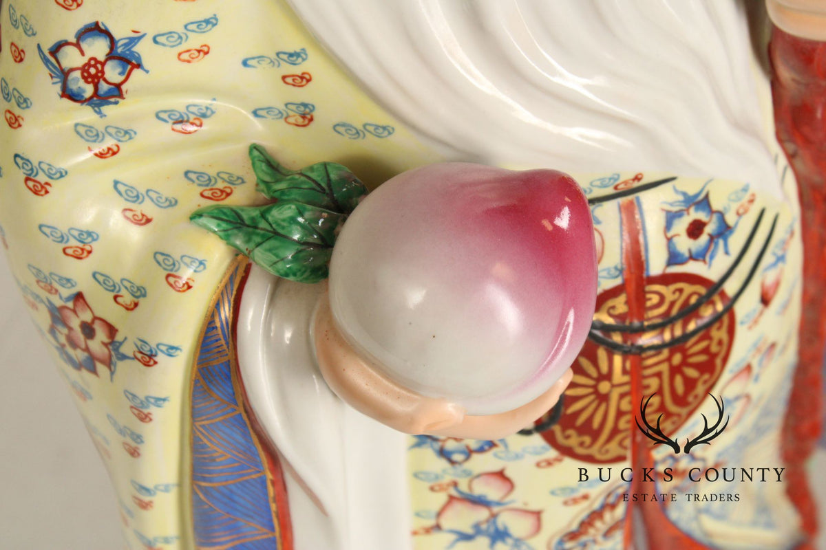 Set Of 3 Chinese Porcelain Fu Lu Shou Immortal Figurines