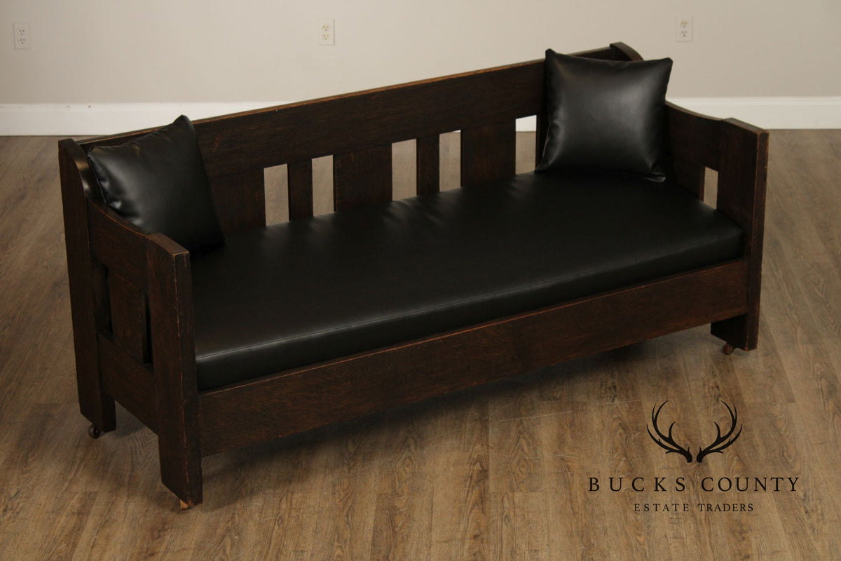 Limbert Antique Arts & Crafts Oak Settle Sofa