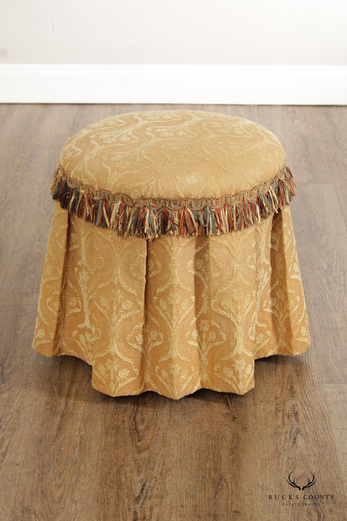 Traditional Custom Upholstered Round Vanity Stool