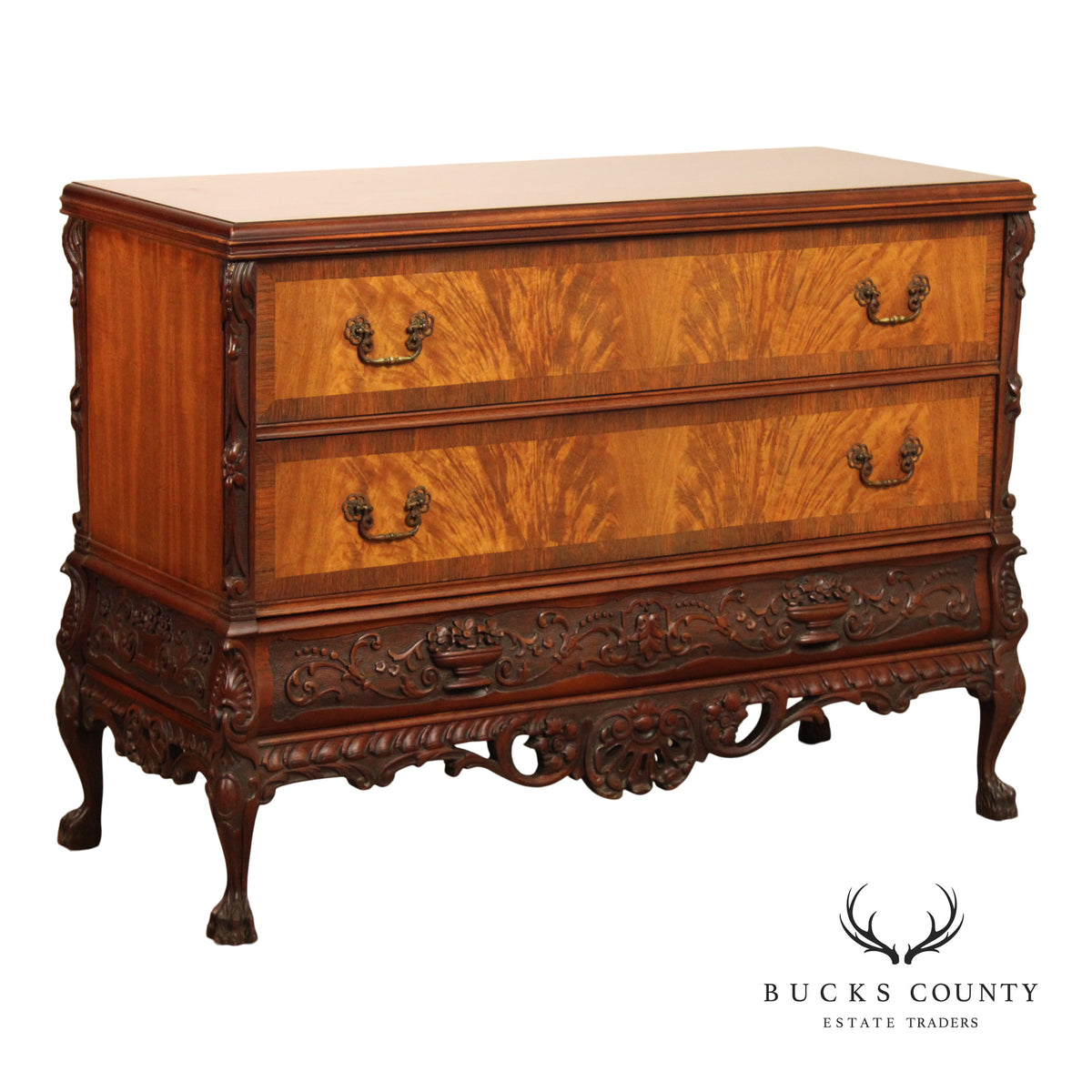 Georgian Style Carved Mahogany Commode