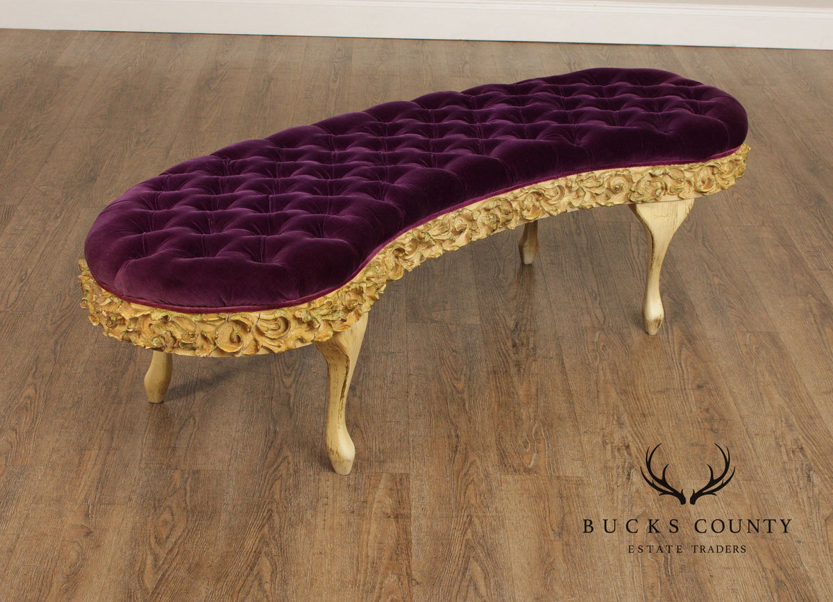 Italian Hollywood Regency Mid-Century Curved Bench