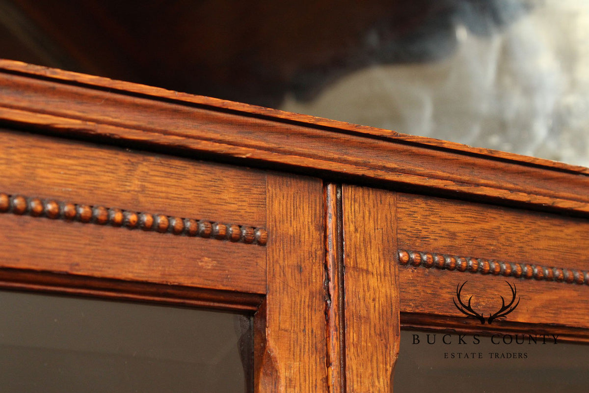 Antique Victorian Oak Corner China Cabinet