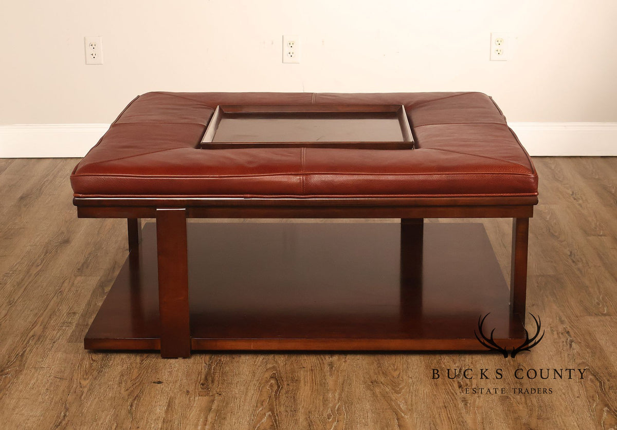 CTH Sherrill Occasional Leather Two-Tier Coffee Table