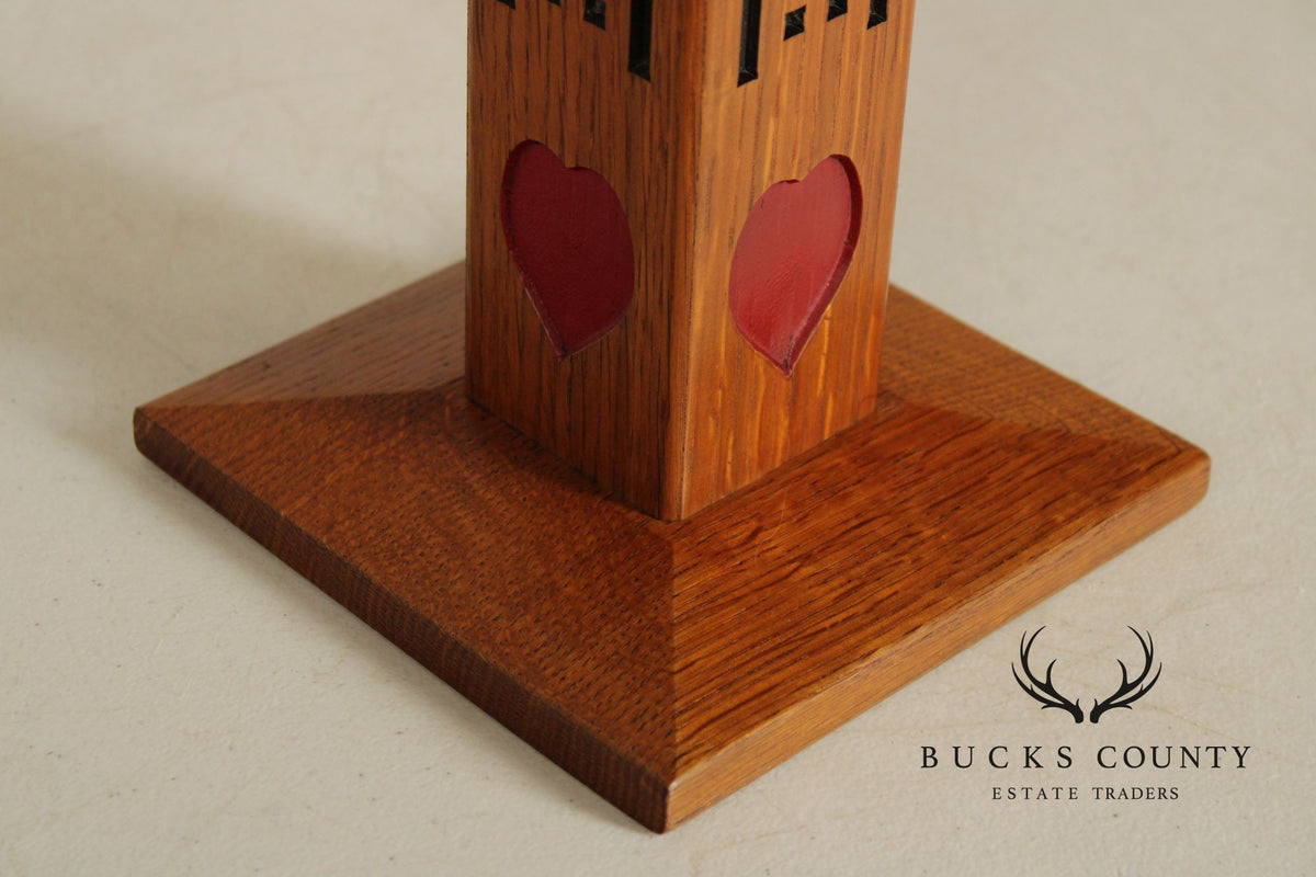 Mission Guild Studio Arts & Crafts Style Oak Candle Holder