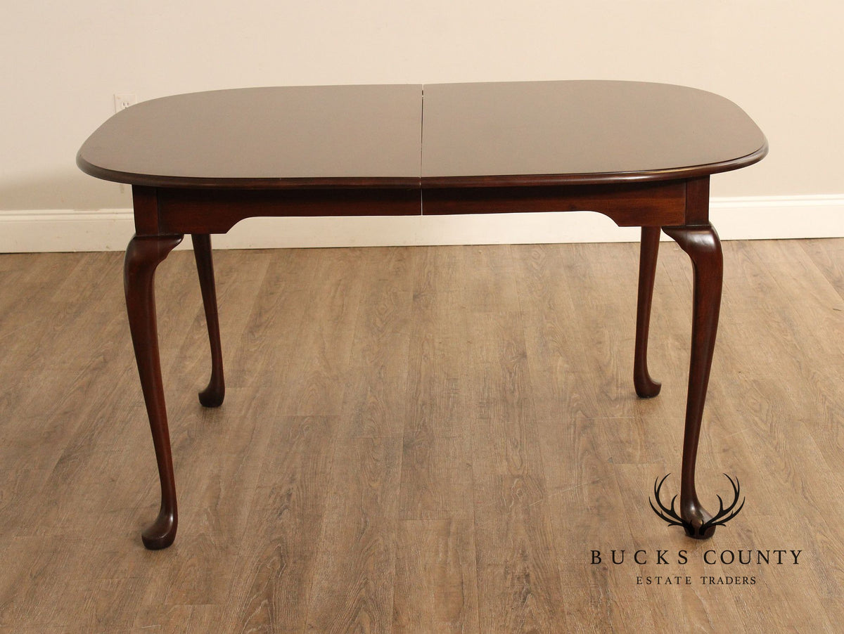 Queen Anne Style Oval Cherry Extension Dining Table With Two Leaves