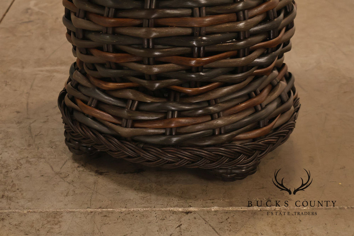 Lane Venture 'South Hampton' Pair of Glass Top Wicker End Tables