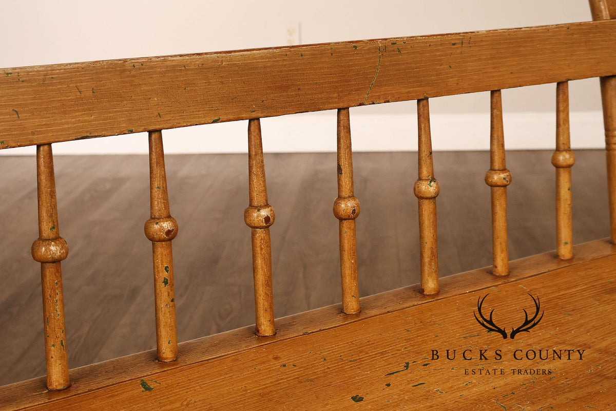 Antique Grain Painted American Deacons Bench