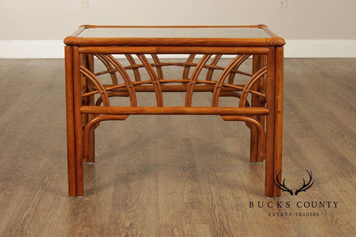 South Sea Rattan  'New Kauai' Glass Top Side Table