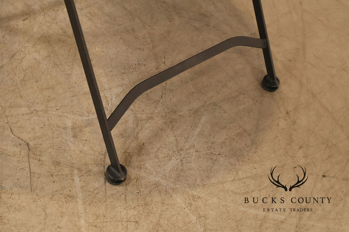 French Style Teak and Wrought Iron Five-Piece Bistro Set