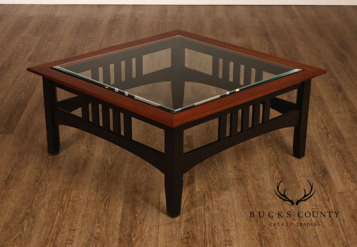 Ethan Allen American Impressions Cherry Glass Top Coffee Table
