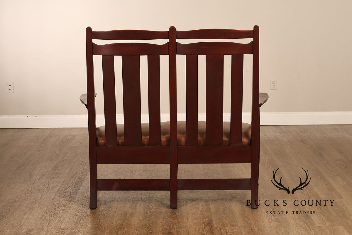 Stickley Brothers Rare Antique Inlaid Mahogany Settee