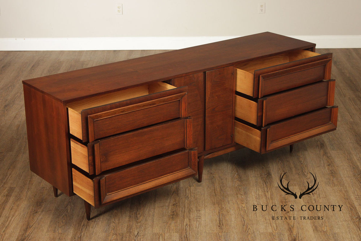 Basic Witz Mid Century Modern Walnut Triple Chest