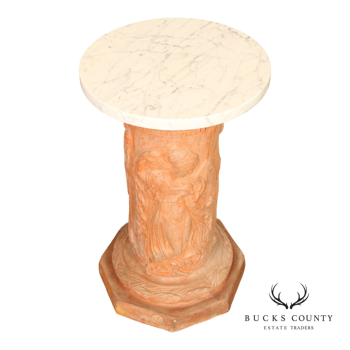 Italian Marble Top Terra Cotta Pedestal