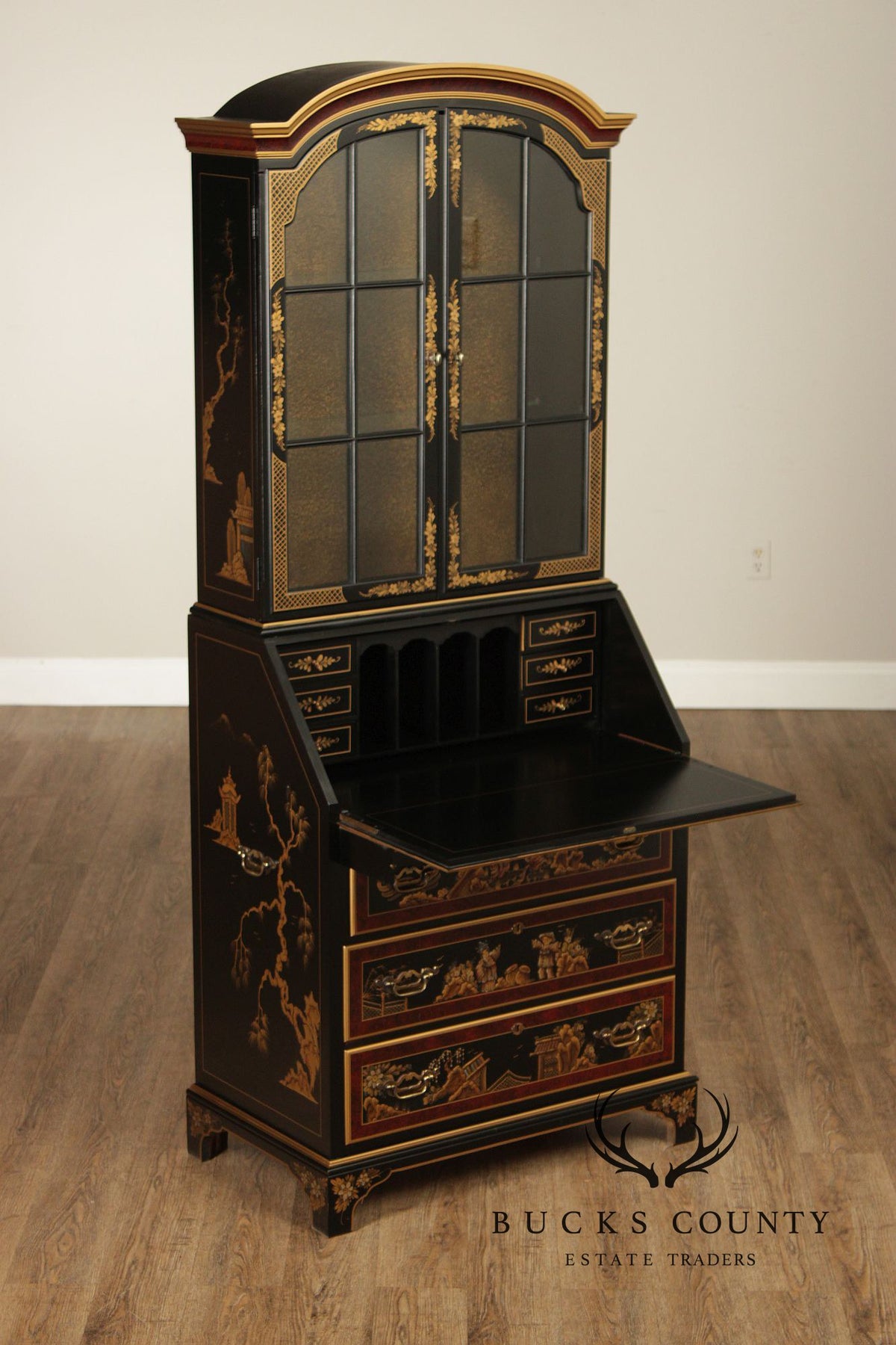 Maddox Colonial Hand Painted Chinoiserie Secretary Desk