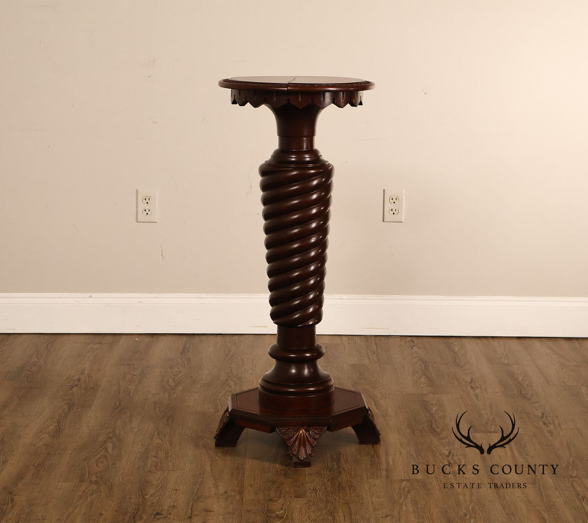 Baroque Revival Style Mahogany Carved Pedestal Stand