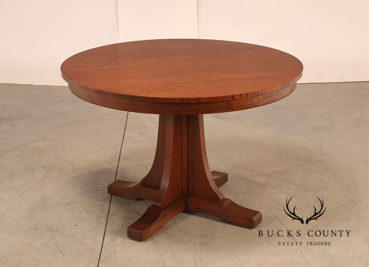 Stickley Mission Collection 46" Round Oak Pedestal Dining Table