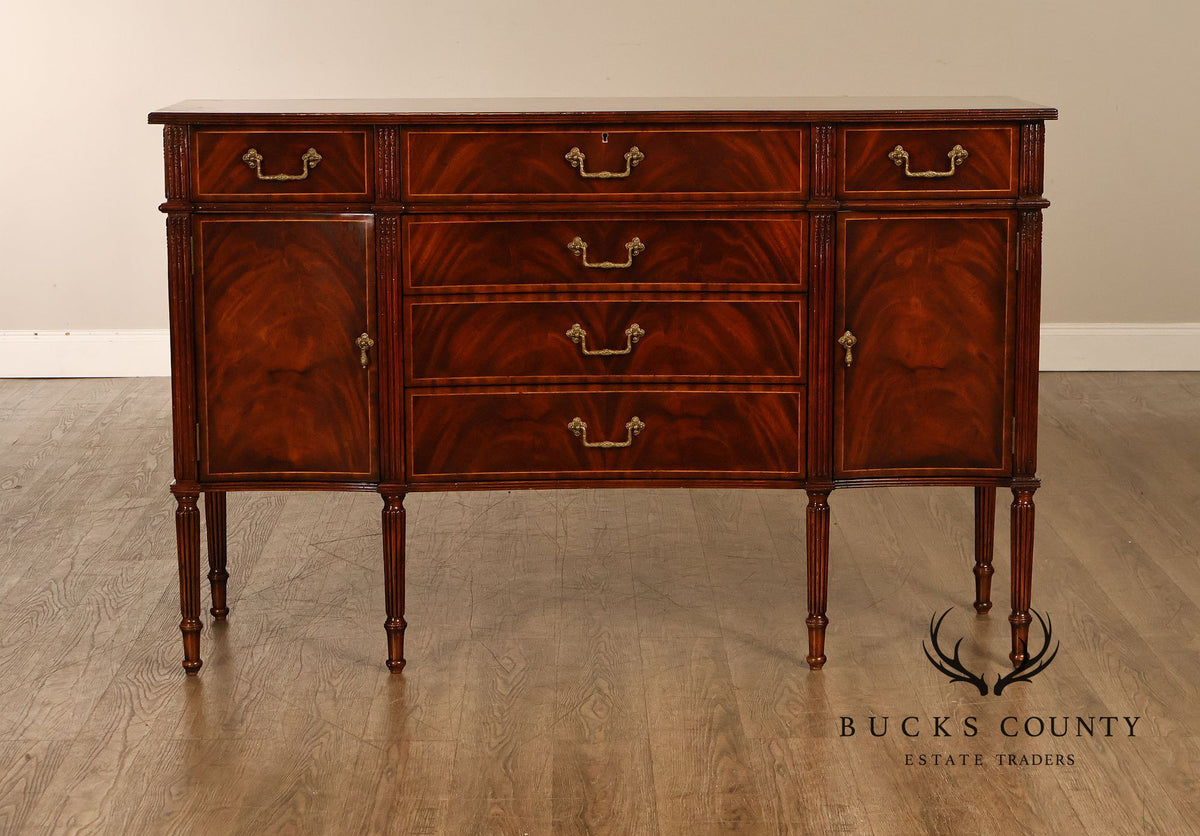Jonathan Charles Mahogany Federal Style Credenza Sideboard With Brass Hardware
