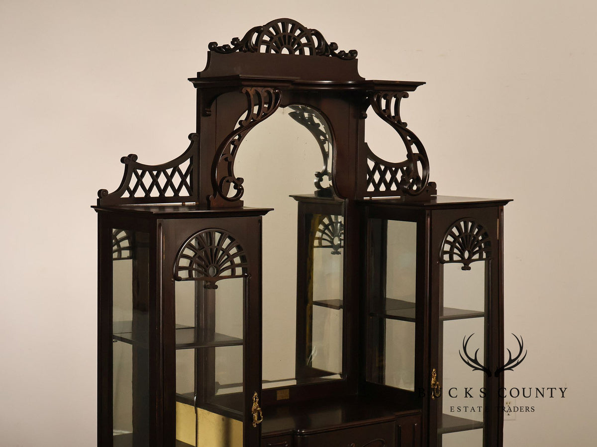 Antique Edwardian Mahogany Double Door Display Cabinet
