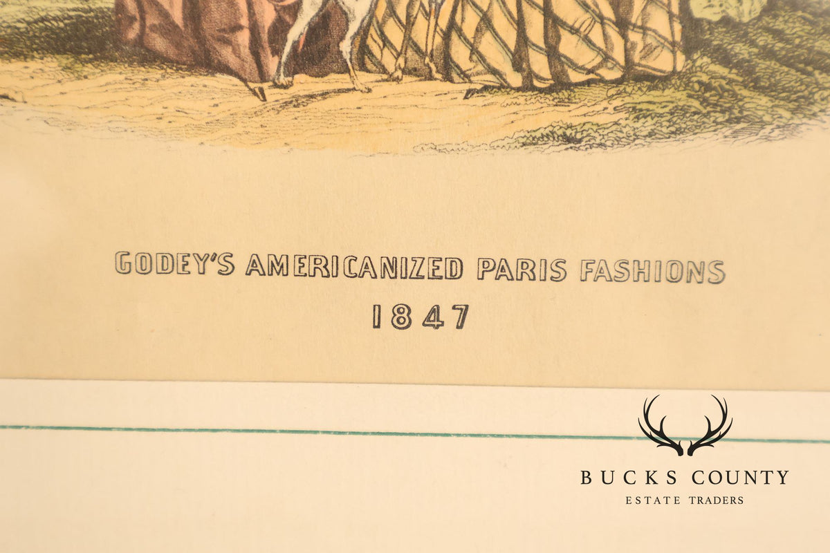 Antique Framed Print, 'Godey's Americanized Paris Fashions, 1847'