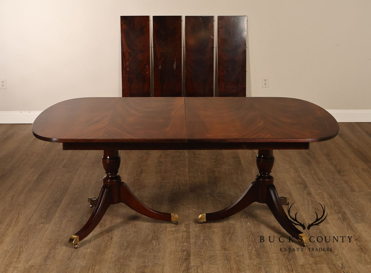 Kindel Flame Mahogany Double Pedestal Dining Table