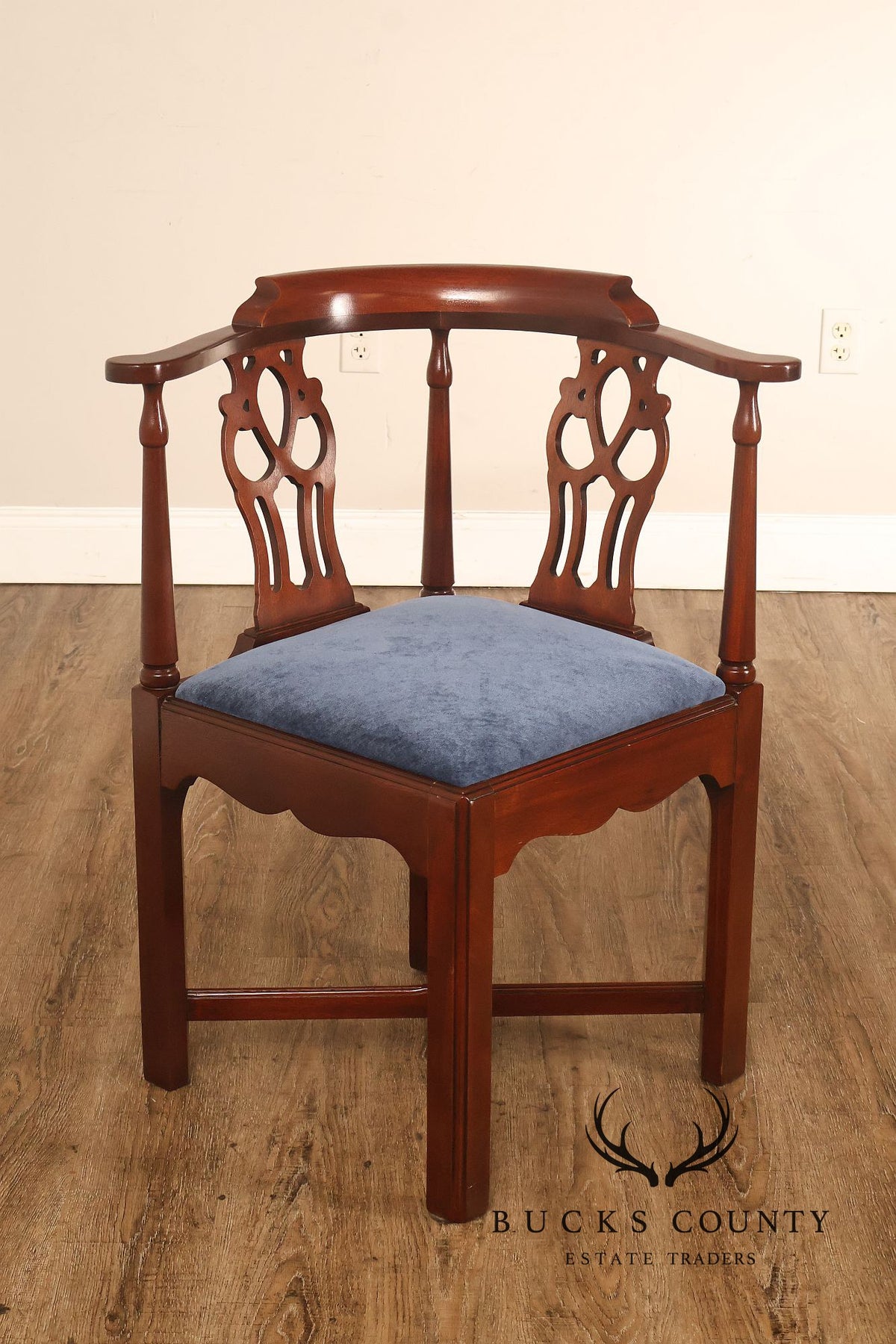 Chippendale Style Solid Mahogany Corner Chair