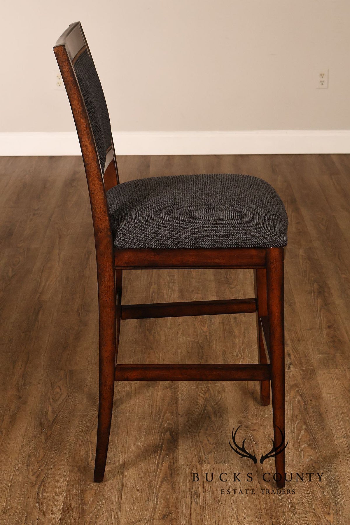 Contemporary Pair of Upholstered Bar Stools