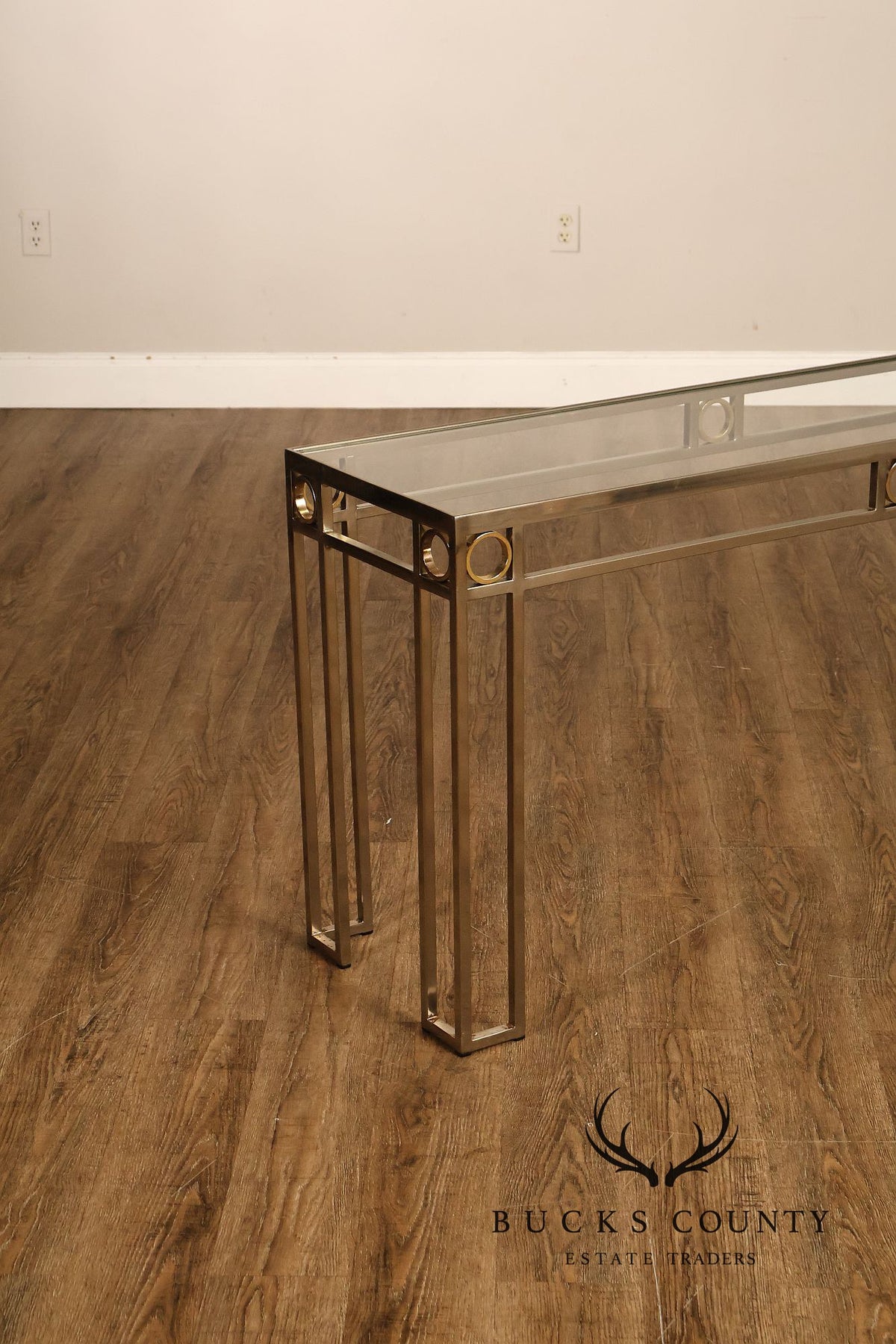 Modern Art Deco Style Glass Top Console Table