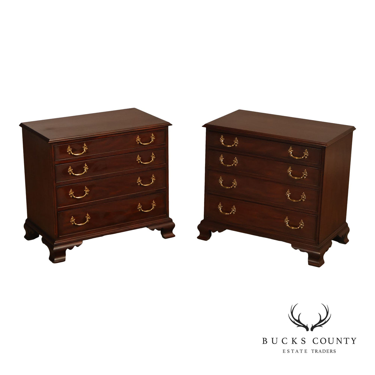 Henkel Harris Chippendale Style Pair of Mahogany Chests #188
