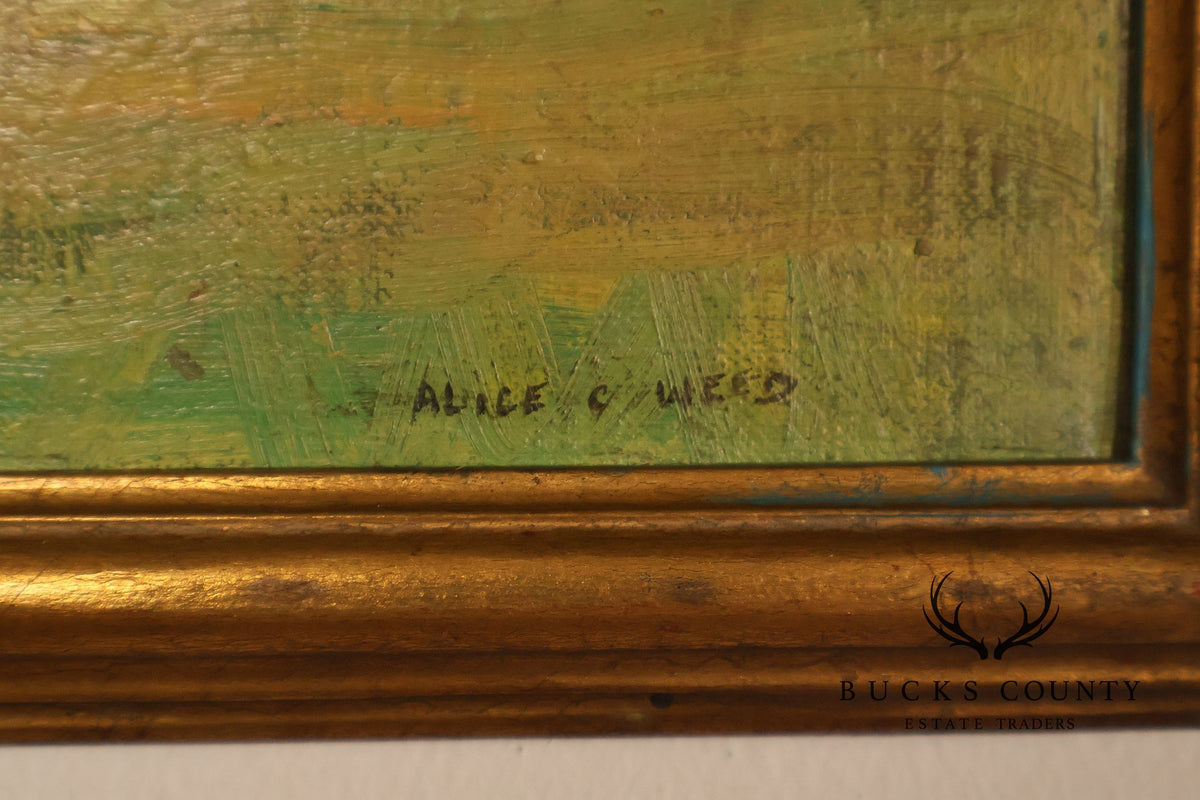 Alice Weed Framed Oil Painting, New England Farmstead