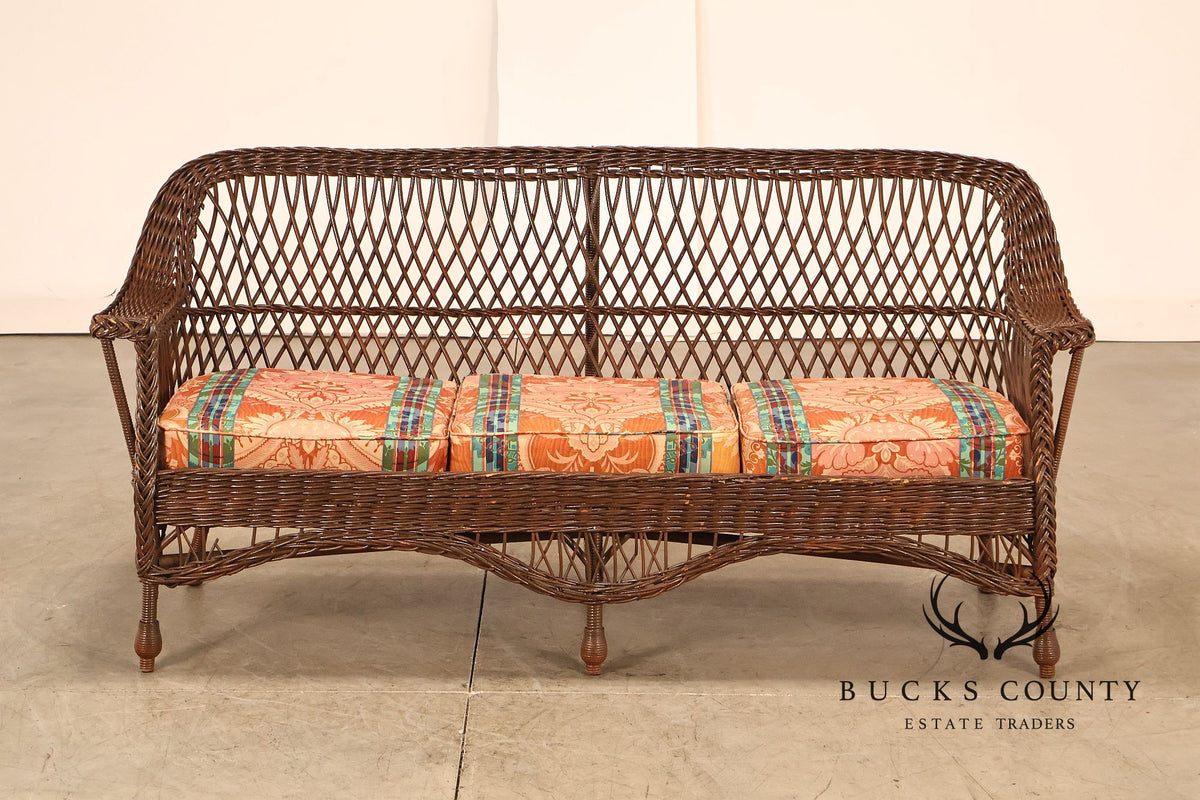 Antique Bar Harbor Style Wicker Sofa
