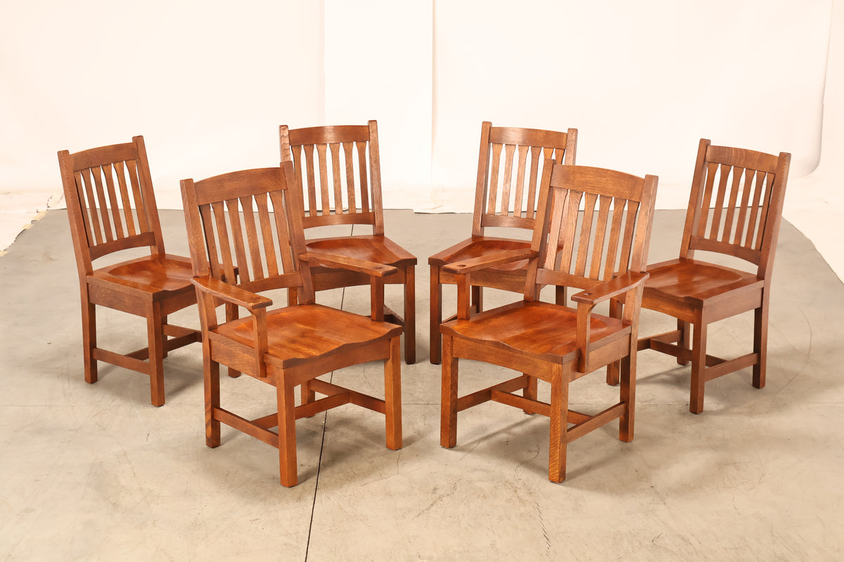 Stickley Mission Collection Set of Six Cottage Oak Dining Chairs