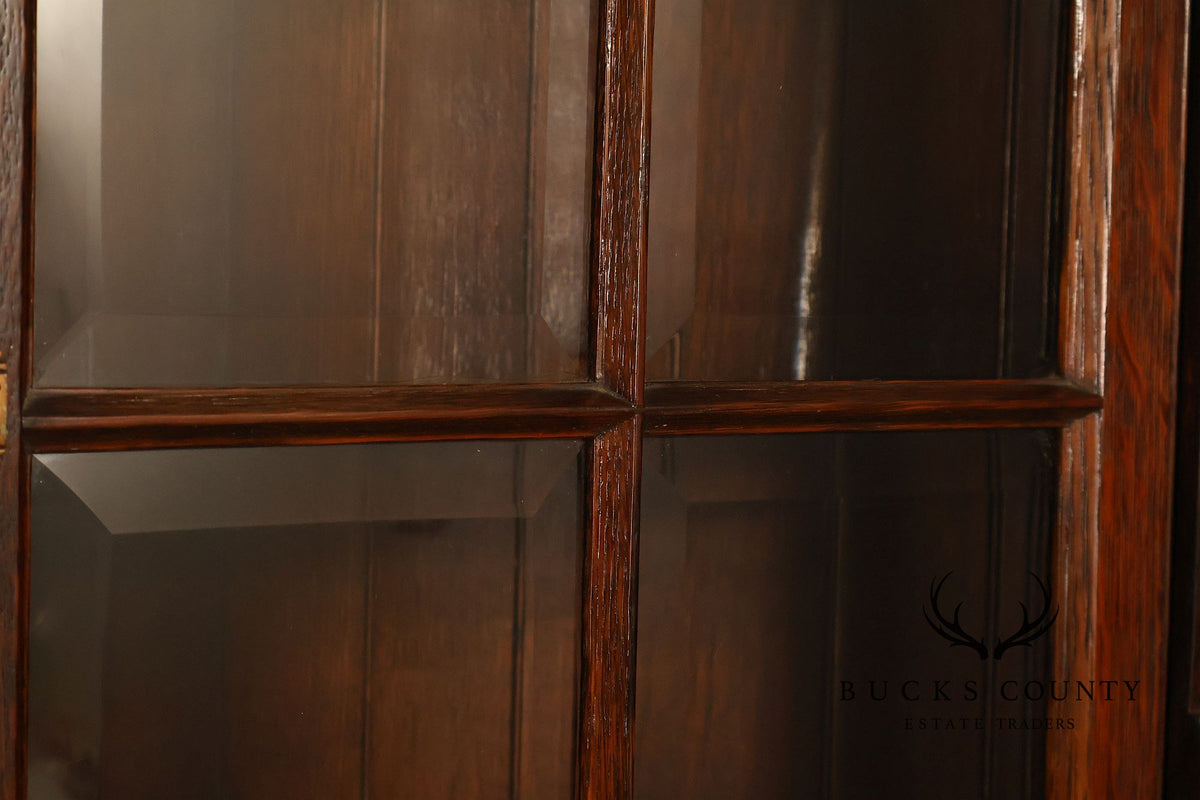 Antique RJ Horner Style Victorian Carved Oak Corner Cabinet