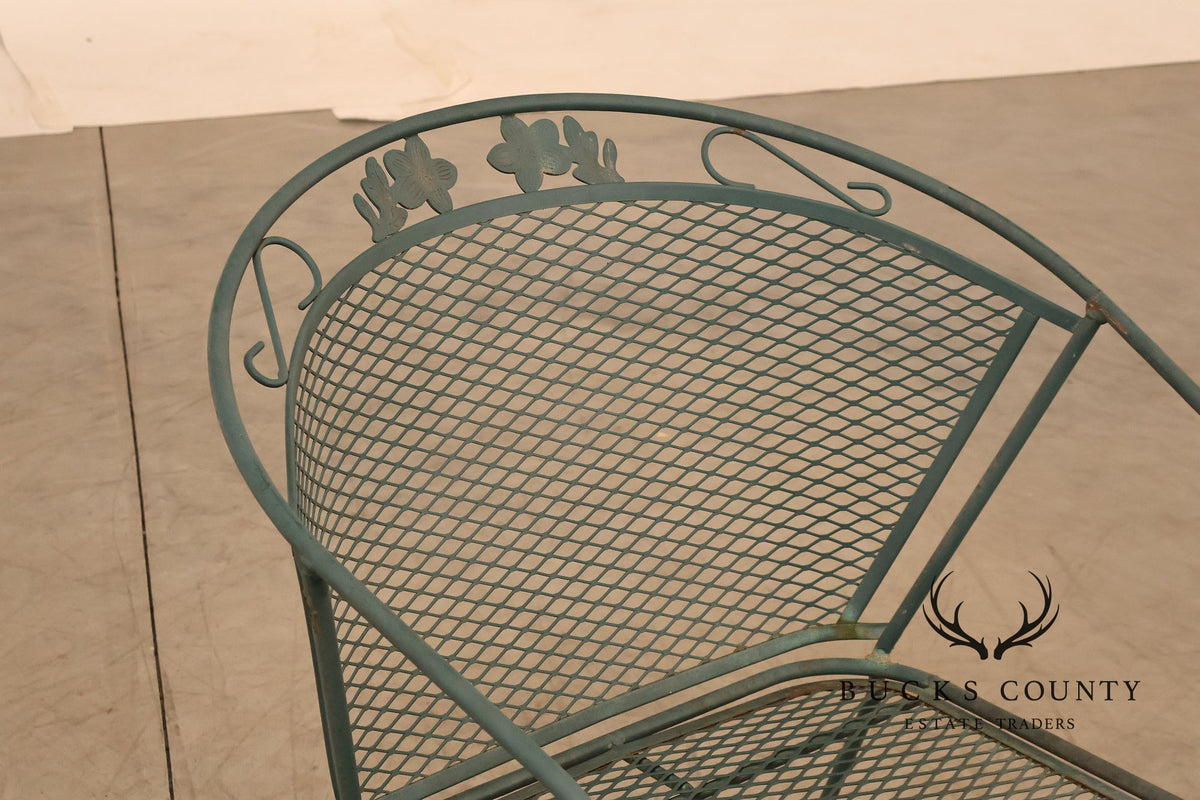 Vintage Wrought Iron Round Patio Table And Four Chairs Set