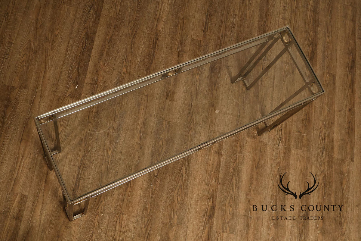 Modern Art Deco Style Glass Top Console Table