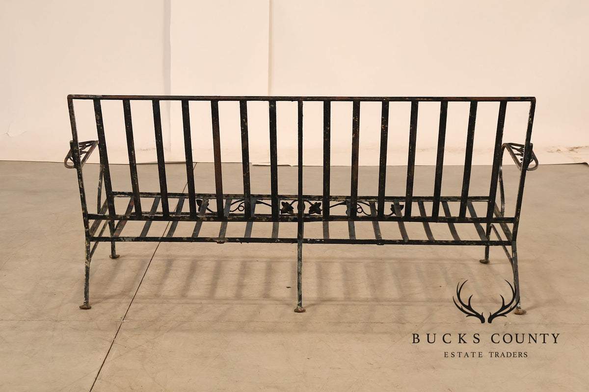 Vintage Wrought Iron Ivy Pattern Garden Bench