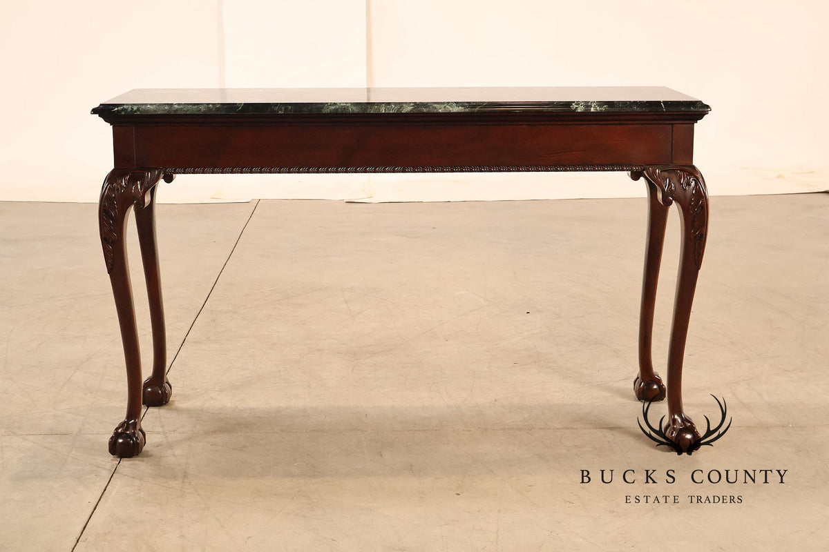 Stickley Chippendale Style Marble Top Mahogany Sofa Table Console