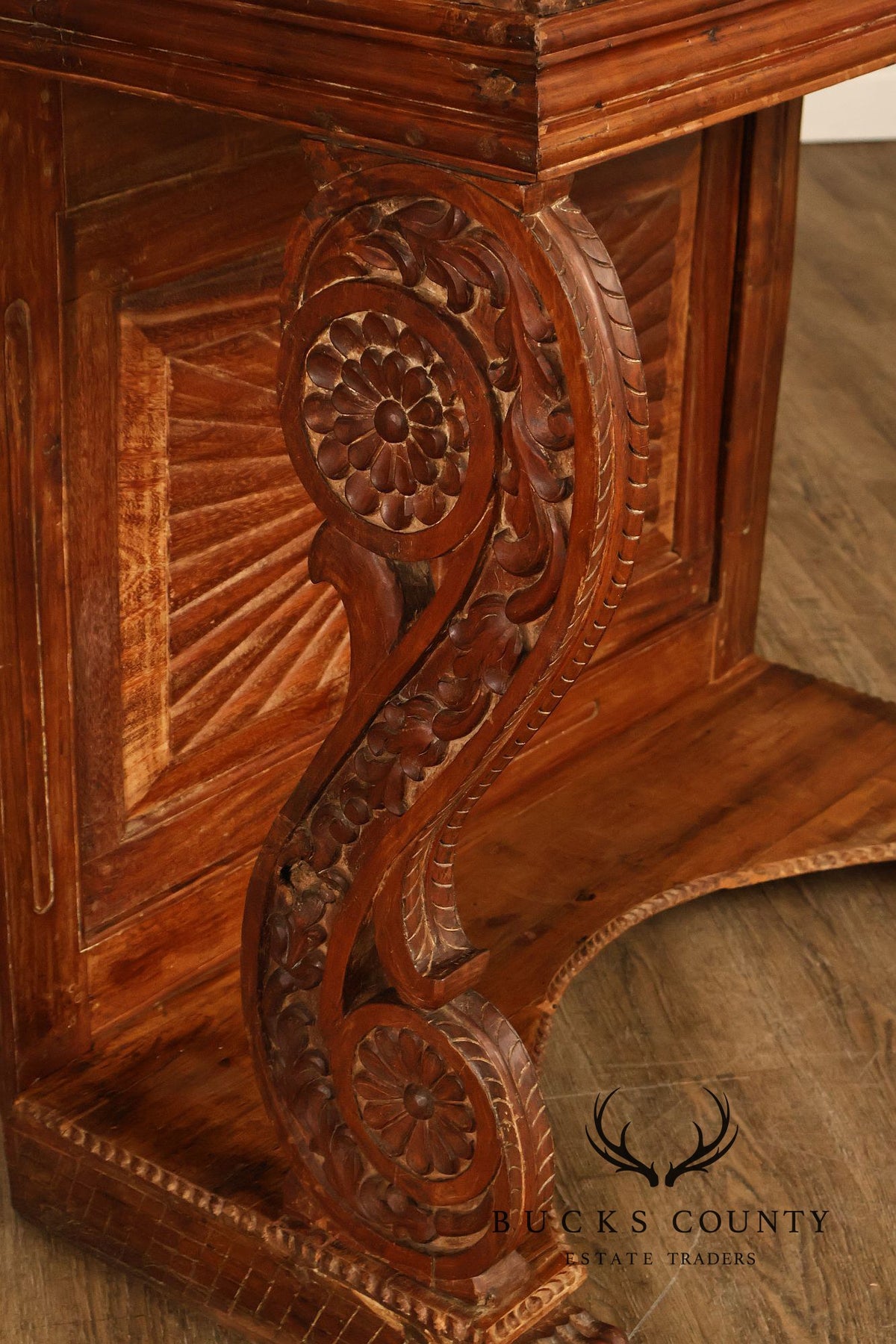 Antique Anglo Indian Pair of Carved Hardwood Console Tables