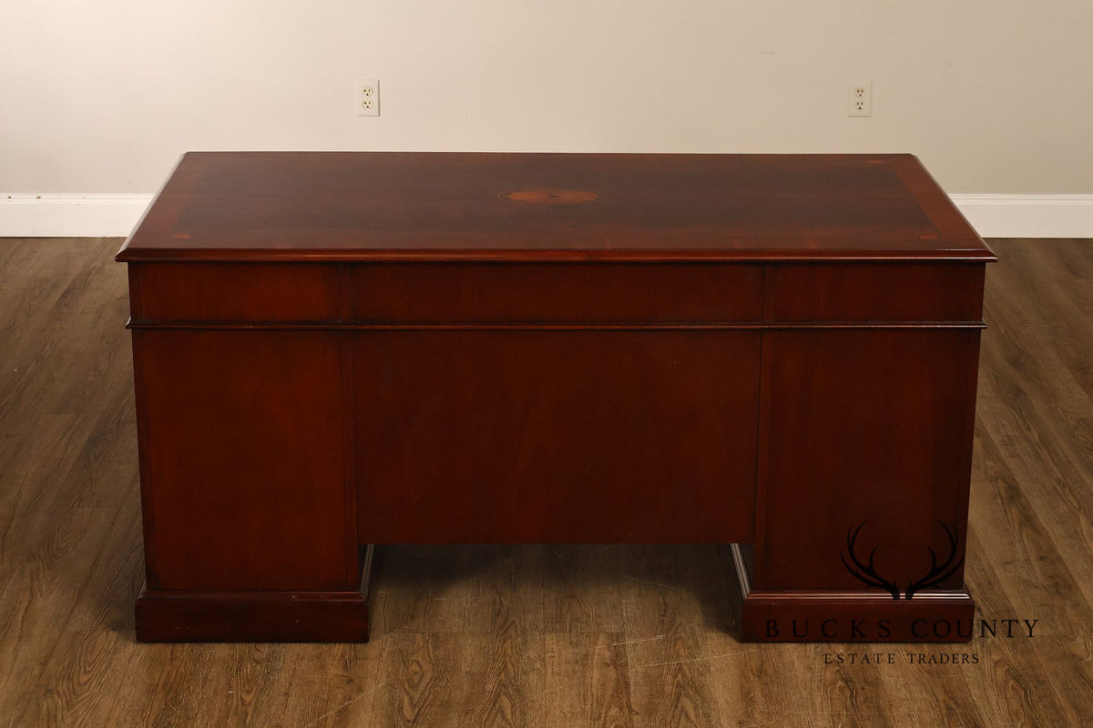 Hekman Traditional Mahogany Inlaid Seven Drawer Executive Desk