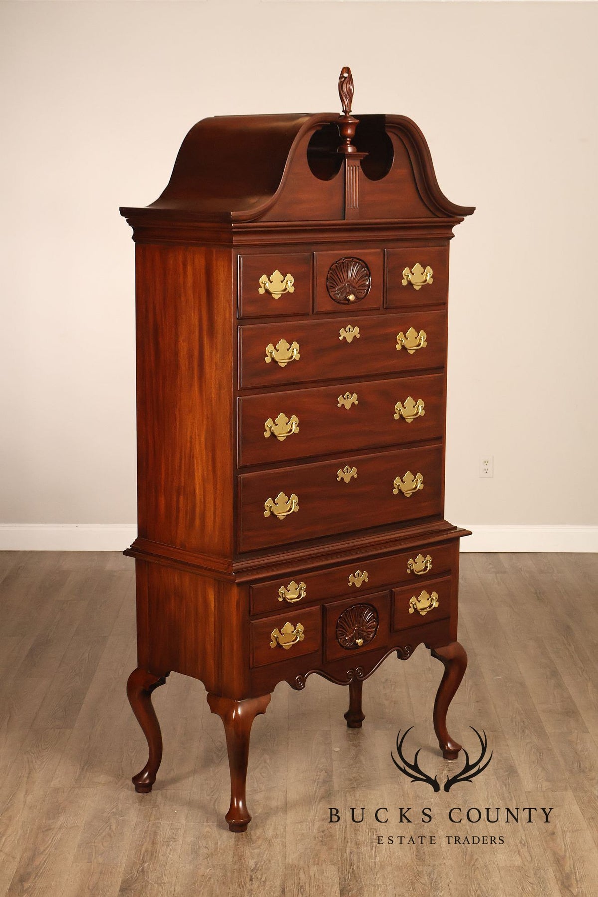 Henkel Harris Queen Anne Style Mahogany Highboy Chest