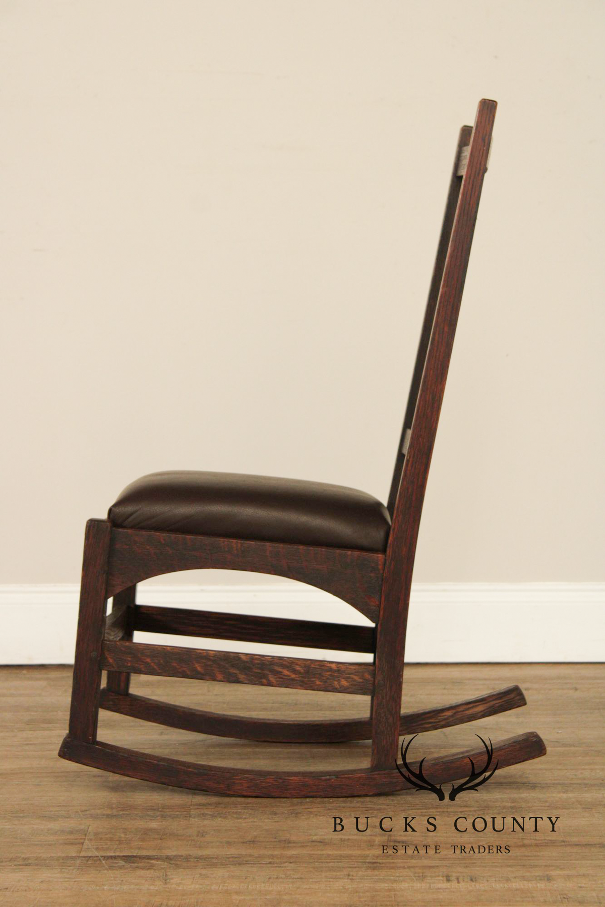 Antique Gustav Stickley Harvey Ellis Style Oak Sewing Rocker