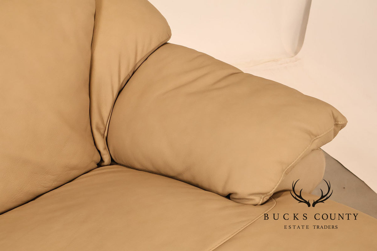 Italian Made Leather Sectional Sofa With Chaise
