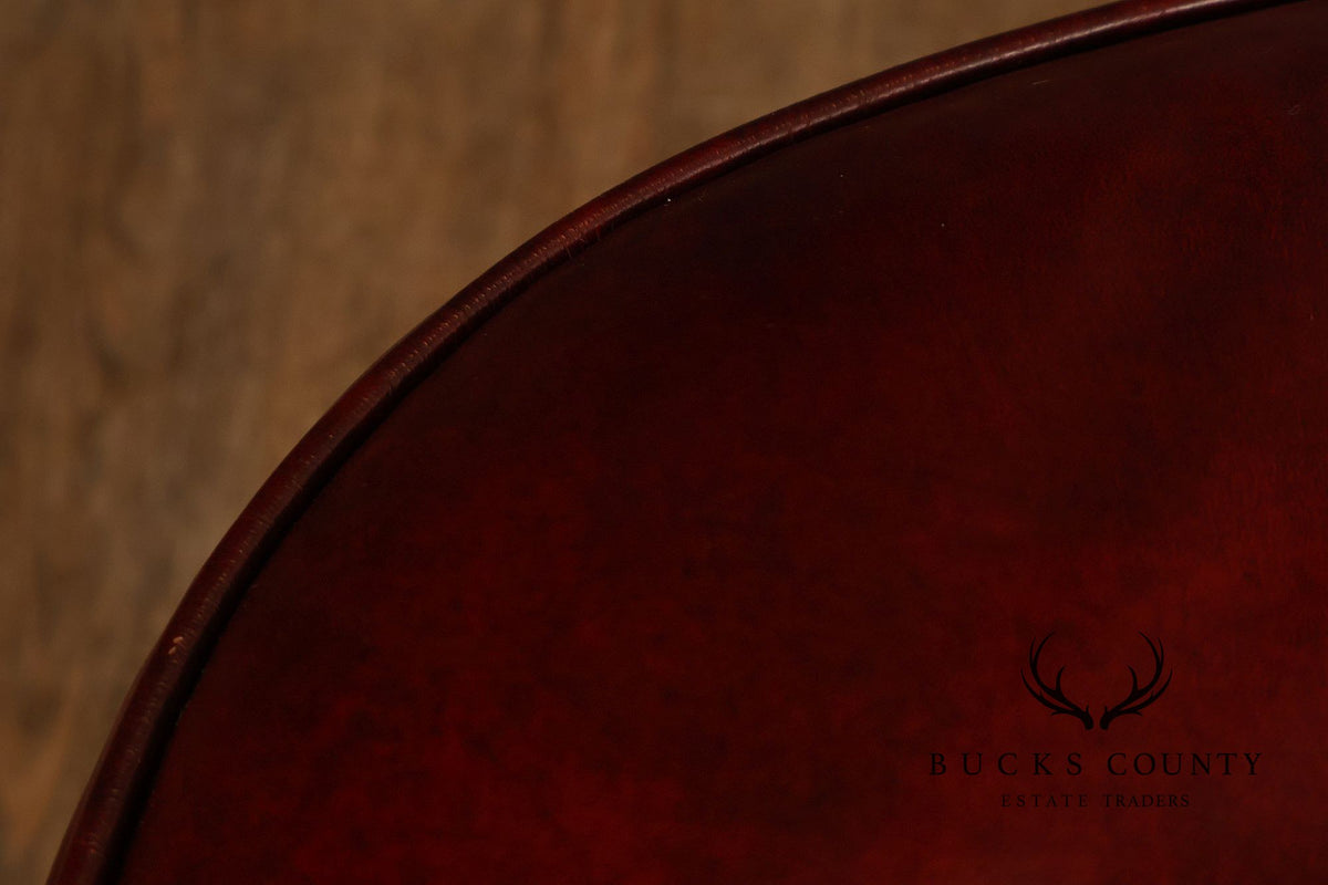 Hickory Chair Queen Anne Style Oxblood Leather Ottoman