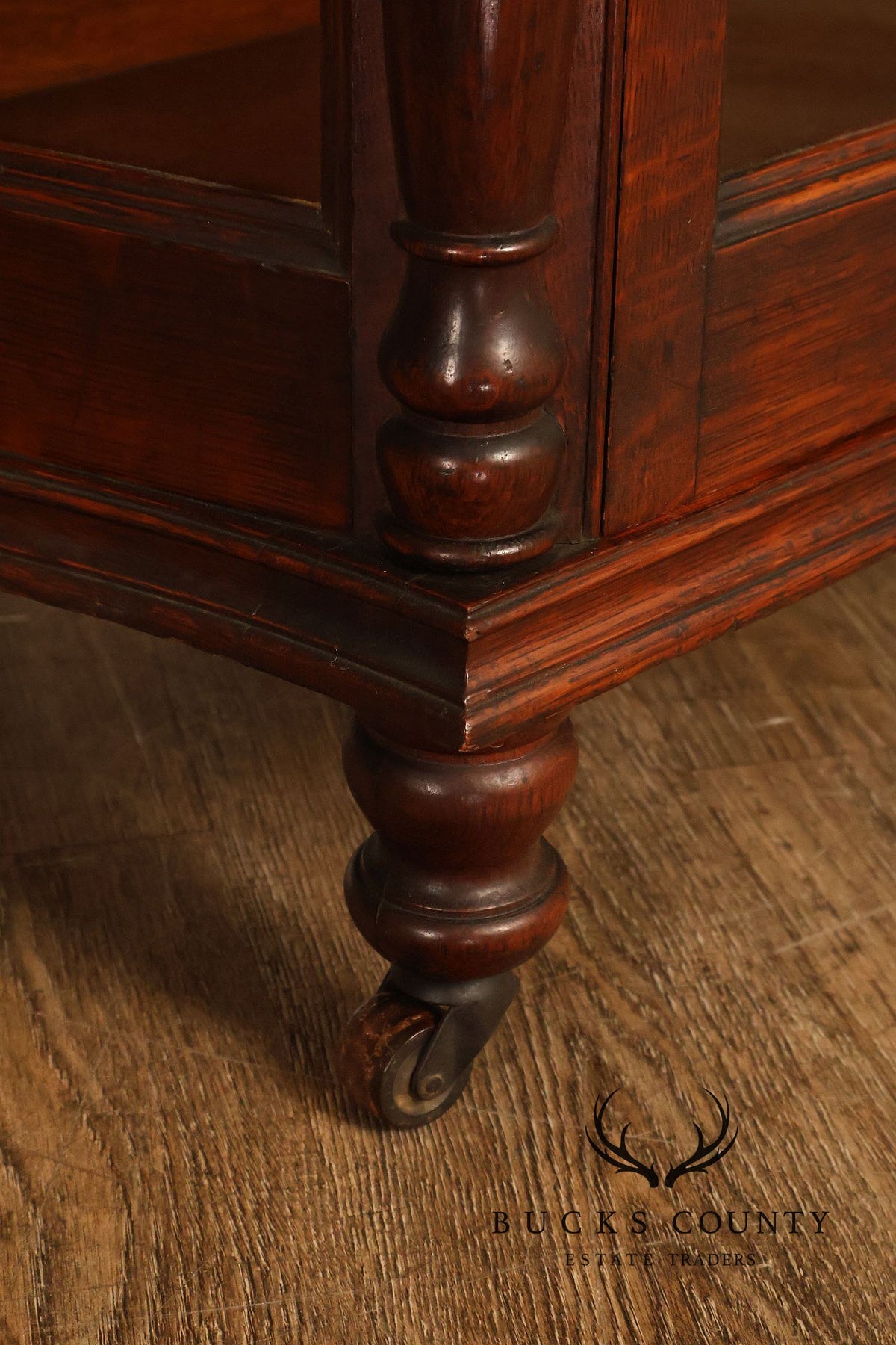 Antique Barley Twist Oak Glass Display Cabinet