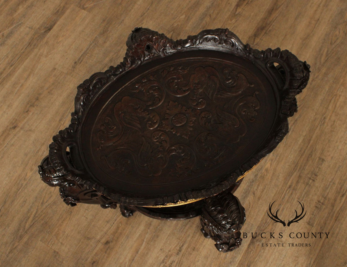 Antique Italian Renaissance Revival Carved Side Table