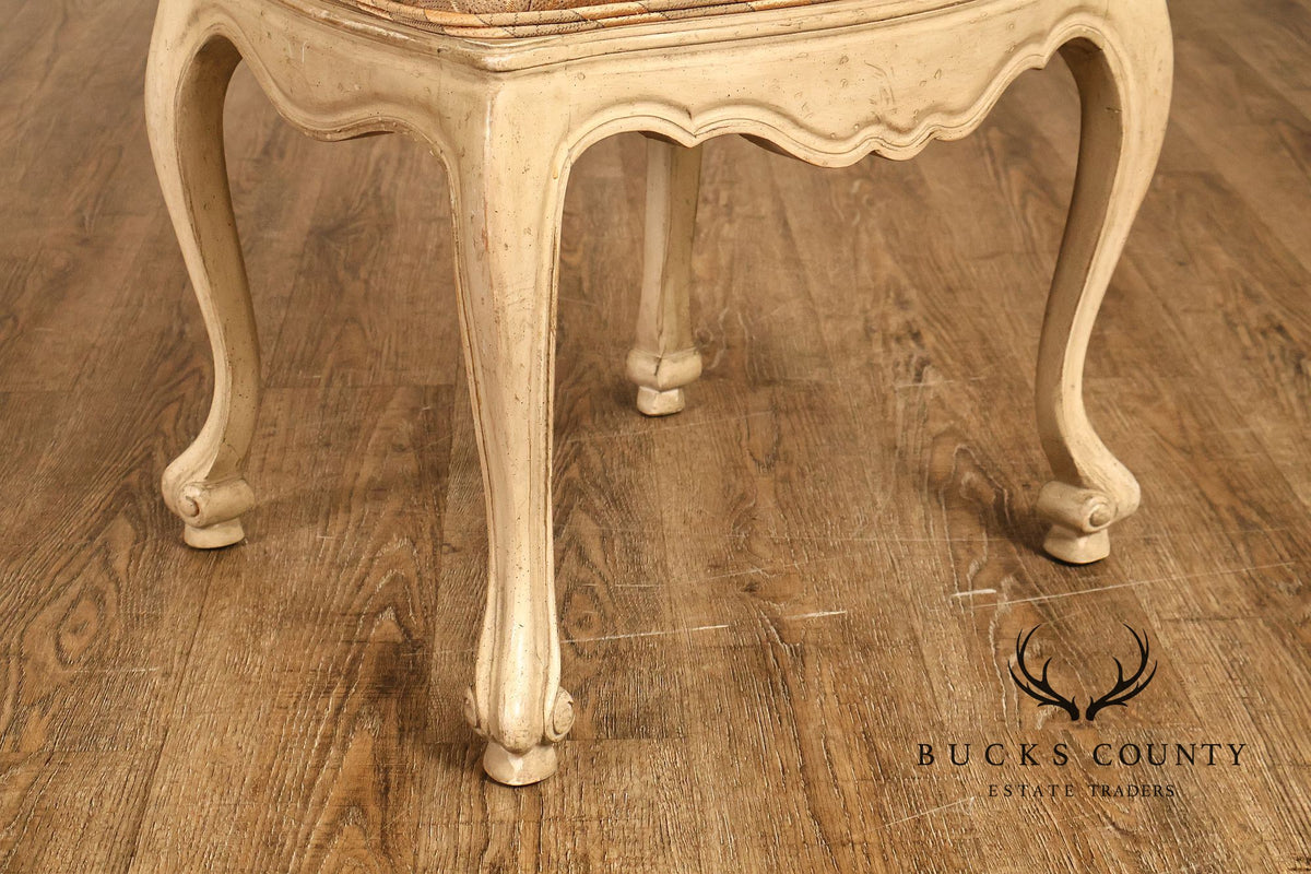 French Provincial Style Set Of Six Painted Upholstered Dining Chairs