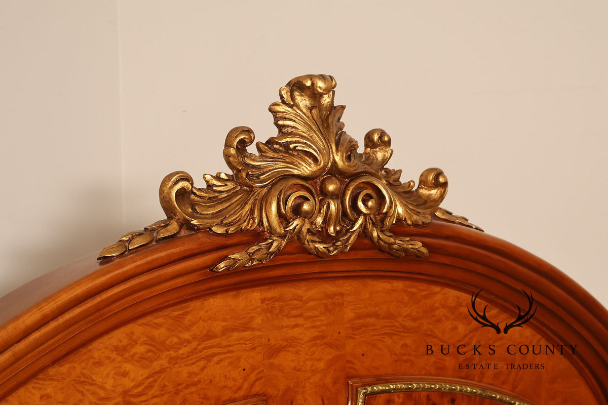 Quality Louis XVI Style Burlwood King Size High Back Bed