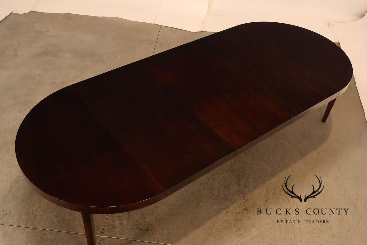 Dunbar Mid Century Modern Round Mahogany Extension Dining Table With Three Leaves